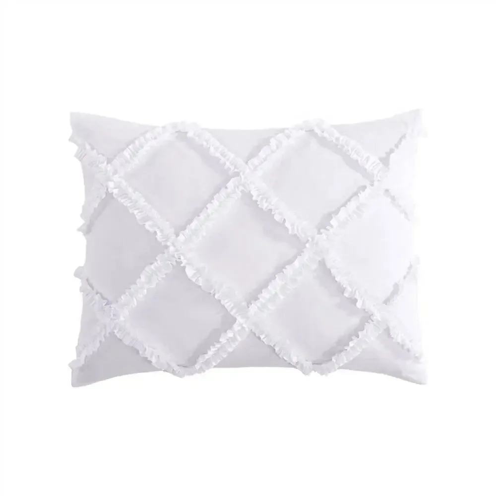 Laura Ashley Norah Twin Comforter Set White Ruffle 2pc Microfiber NEW